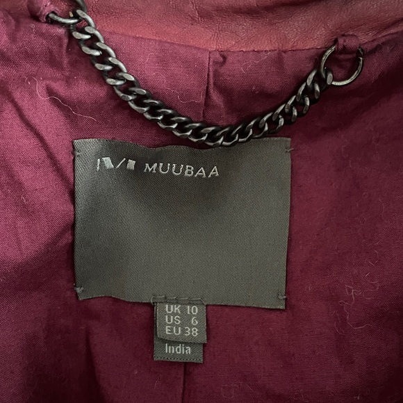 Muubaa Stunning Burgundy Leather Jacket 6 US - Picture 3 of 8